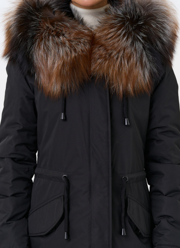 Женская парка с капюшоном из меха чернобурой лисы