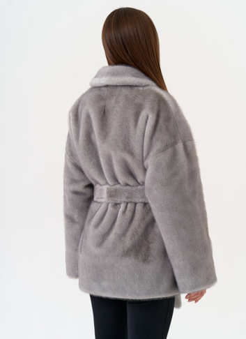 Женская шуба из эко меха с воротником шаль