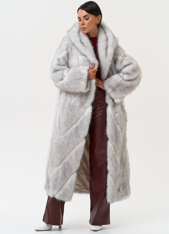 Длинная женская шуба из эко меха модель № 31244 универмаг малина