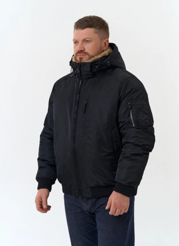 Мужская куртка бомбер с капюшоном фото