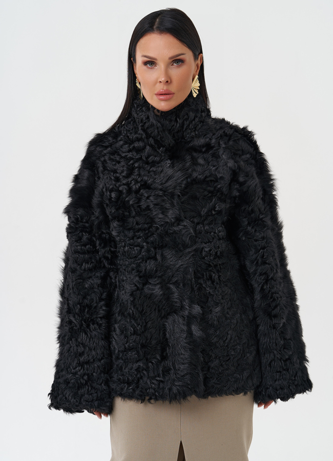 Женская двухсторонняя натуральная дубленка модель № 28422 универмаг малина