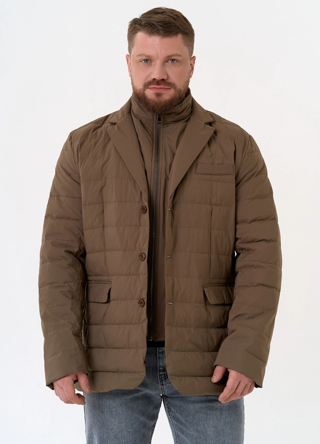 Мужской пуховик со съемной манишкой модель № 31461 универмаг малина
