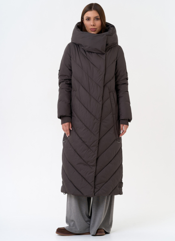 Женский длинный пуховик с капюшоном