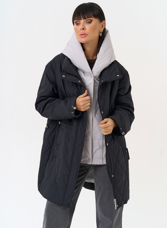 Женская удлиненная куртка со съемным капюшоном