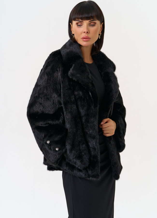 Куртка из меха норки с английским воротником модель № 31493 универмаг малина