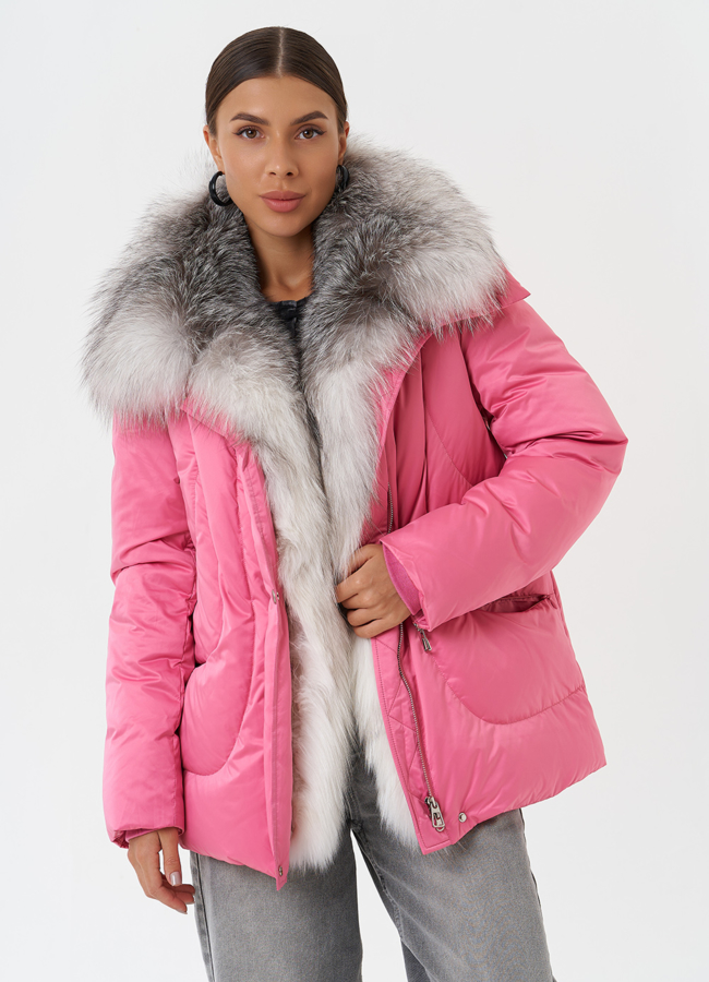 Пуховик с мехом чернобурки модель № 28572 универмаг малина