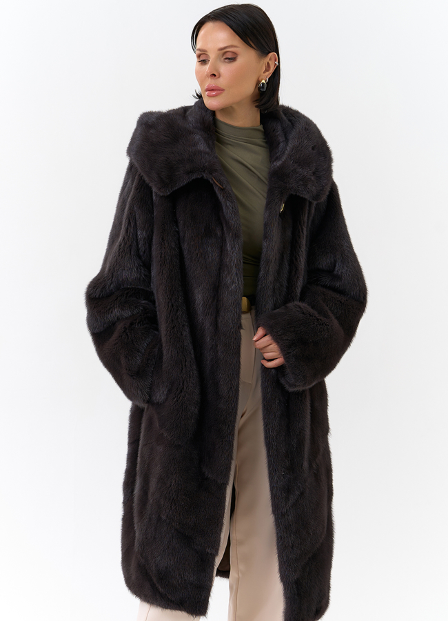 Шуба из норки с капюшоном модель № 31176 универмаг малина