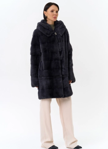 Норковая шуба трансформер с капюшоном фото