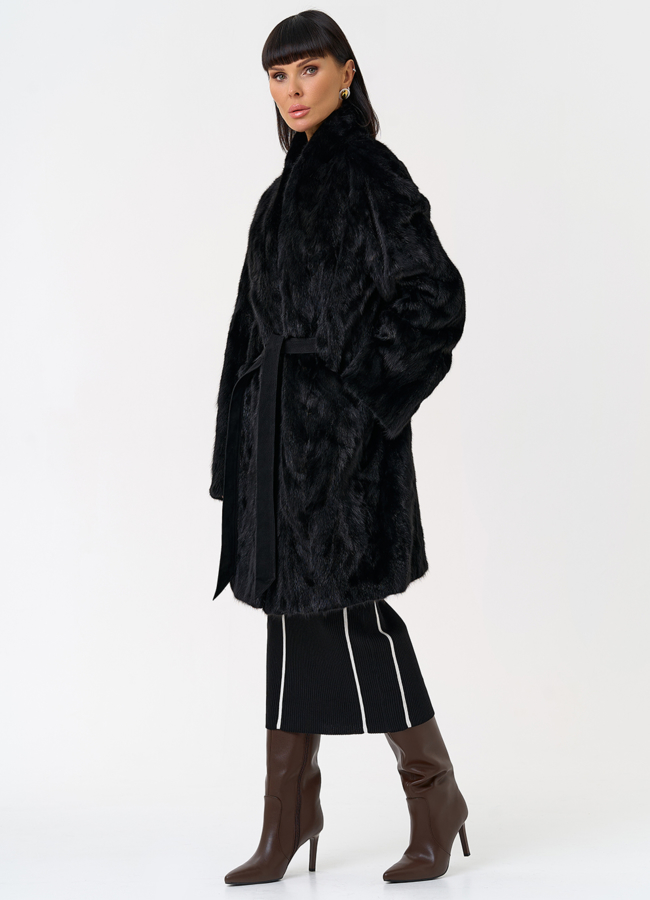 Женская шуба из меха норки в черном цвете модель № 31296 универмаг малина