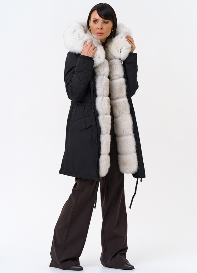 Женская парка с капюшоном из меха песца модель № 31989 меха малина