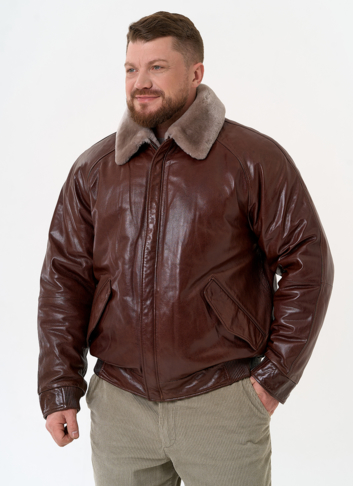 Куртка из натуральной кожи коричневого цвета