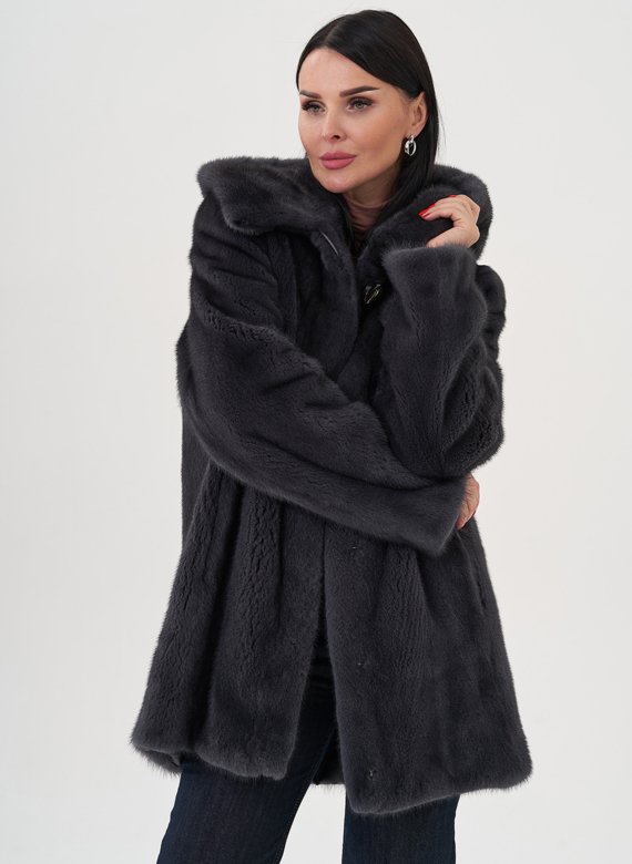 Шуба из норки в цвете графит