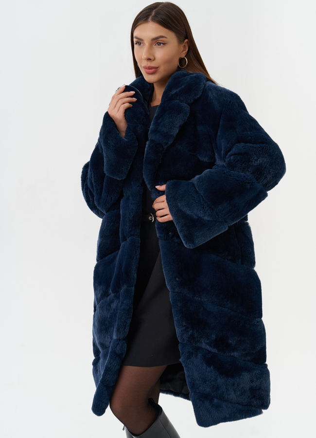 Шуба из меха кролика с английским воротником модель № 27840 универмаг малина