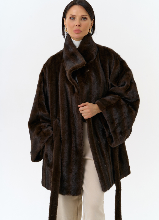 Женская шуба из эко меха с воротником стойкой модель № 31980 универмаг малина